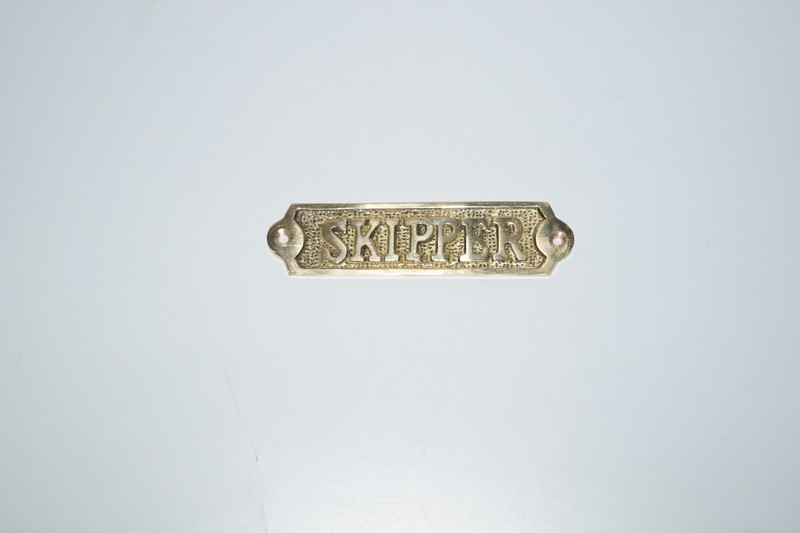Solid Brass Door Sign "Skipper" - Metal Wall Plaque - Nautical Wall Art Marine gallery