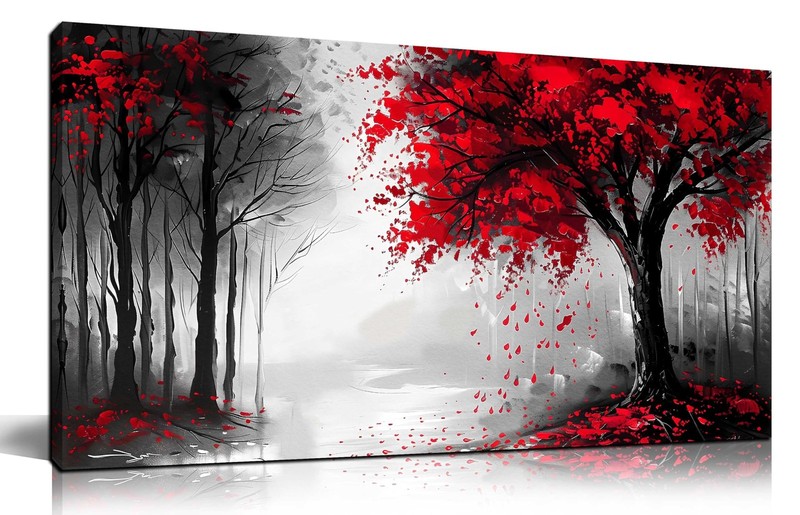 Large Canvas Wall Art for Living Room Black White and Red Tree of Life Print …