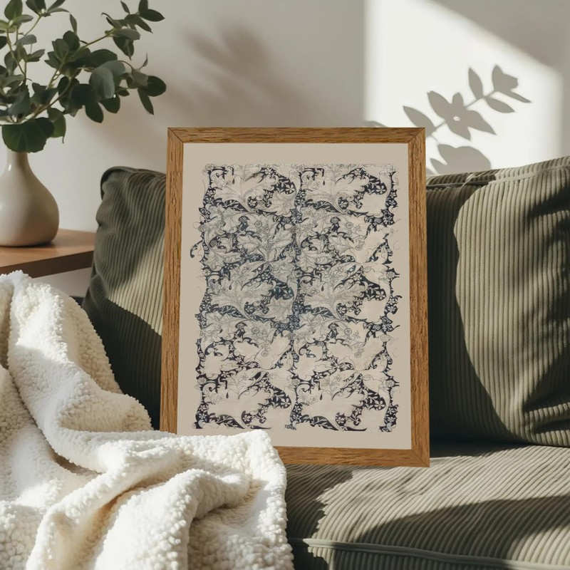 Krtoni 3PCS Framed Vintage William Morris Wall Art, Neutral Abstract Floral C... gallery