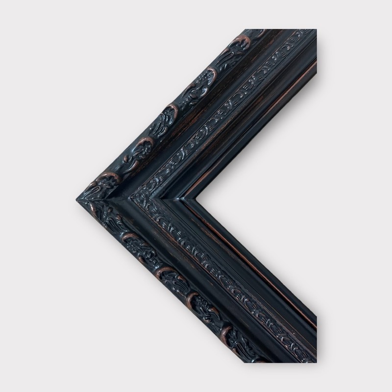 9 x 12 In Stock-Vintage style Black wood picture frame with compo ornate trim