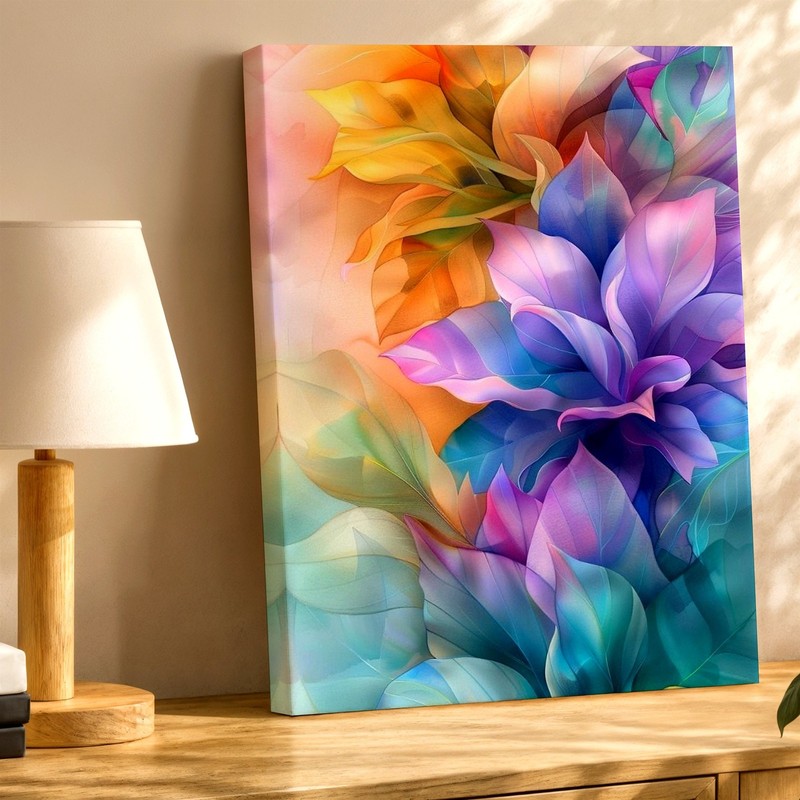 Wall Art Abstract Floral Canvas Print Colorful Petals Modern Home Decor 30x60 gallery