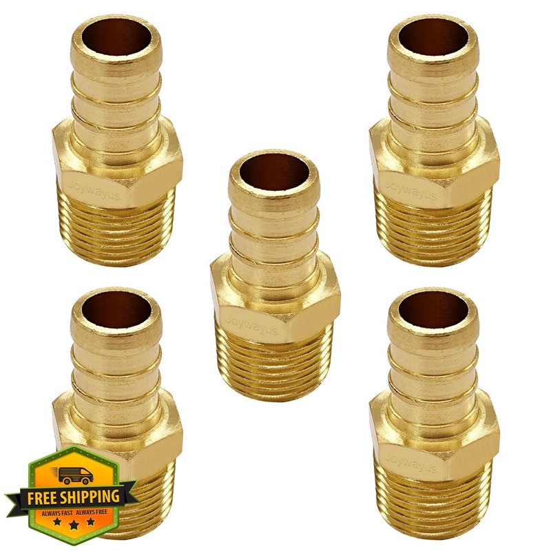 Joywayus Brass PEX Fitting 1/2″ PEX x 3/8″ NPT Male 5 Pk