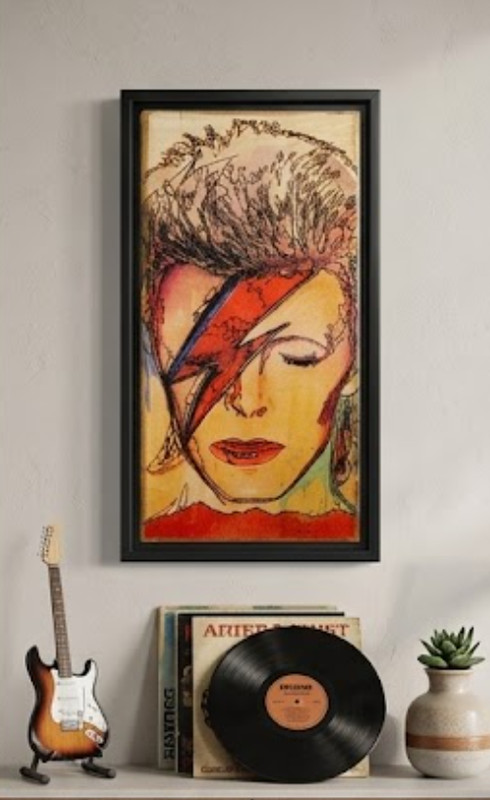 Bowie 'Aladdin Sane' 11x5 Signed Art Modern Portrait Multi-Ply Plywood gallery