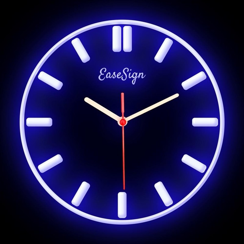 EaseSign Minimalism European Interior Design Wall Home Decor Neon Clock 7 Colors