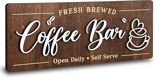 Coffee Bar Signs for Wall Decor - Vintage Coffee Signs for Cafe Station Acces...