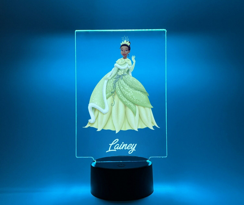 Princess Tiana & Frog Night Light Up Lamp Girls Room Decor LED Personalized FREE