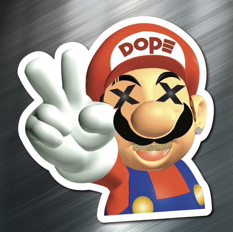 (1) Dope Mario car Sticker Auto Race Drift JDM Decal Euro Tuner Boost Funny NEW