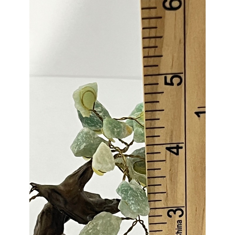 Vintage Green Aventurine Gemstone Bonsai Tree Sculpture 5in Green Quartz Base gallery