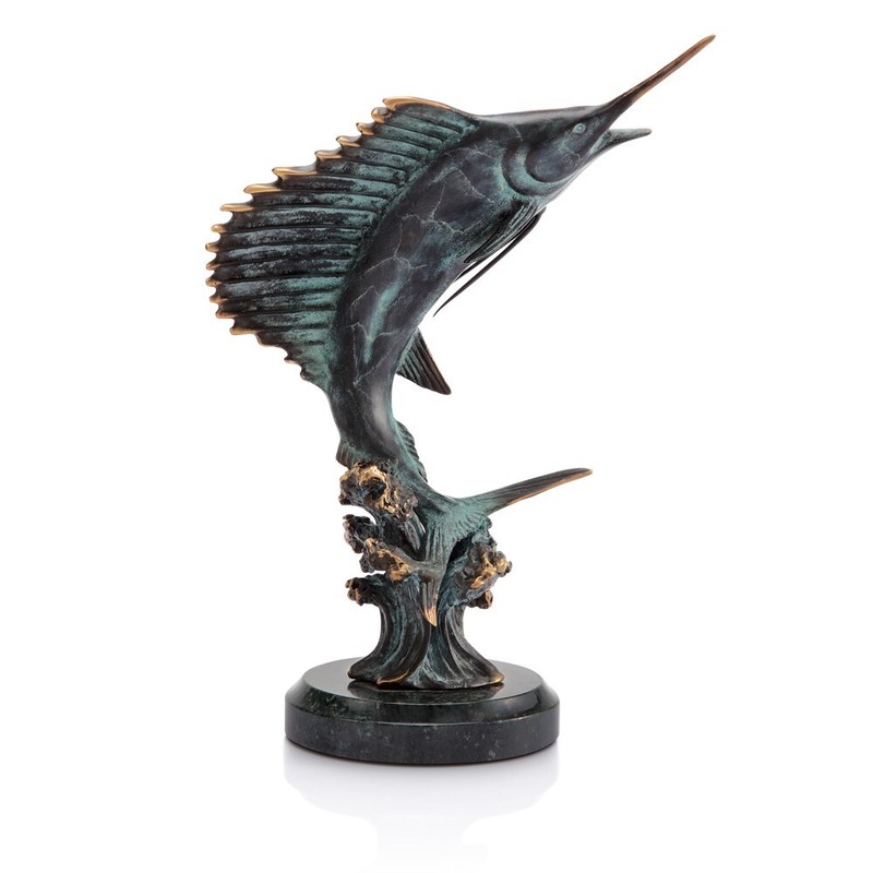 Eye-catching Home Feeding Frenzy Sailfish Sculpture Home Decorative Collectible