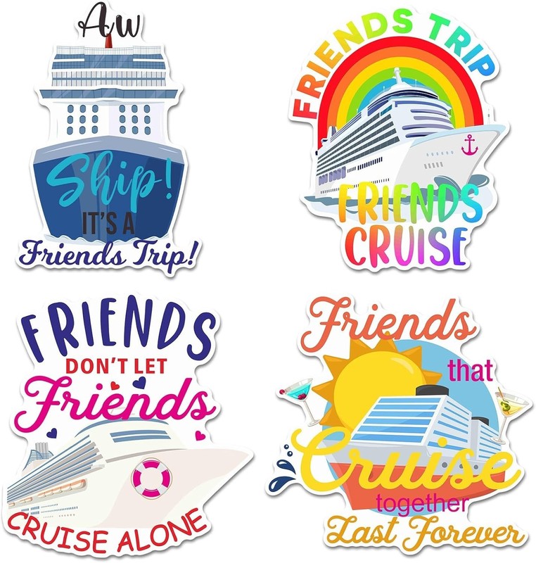 Waterproof Large Cruise Door Decorations – 4 Fun PVC Magnets for Travel