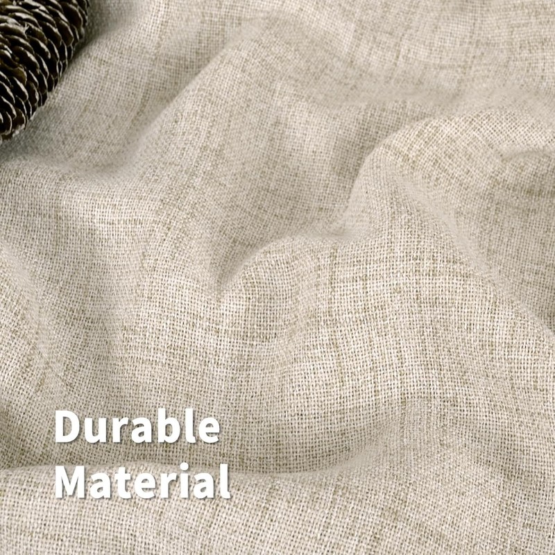 Short Linen Curtains 48 Inch Length for Window, Rod Pocket Textured Drapes Light gallery