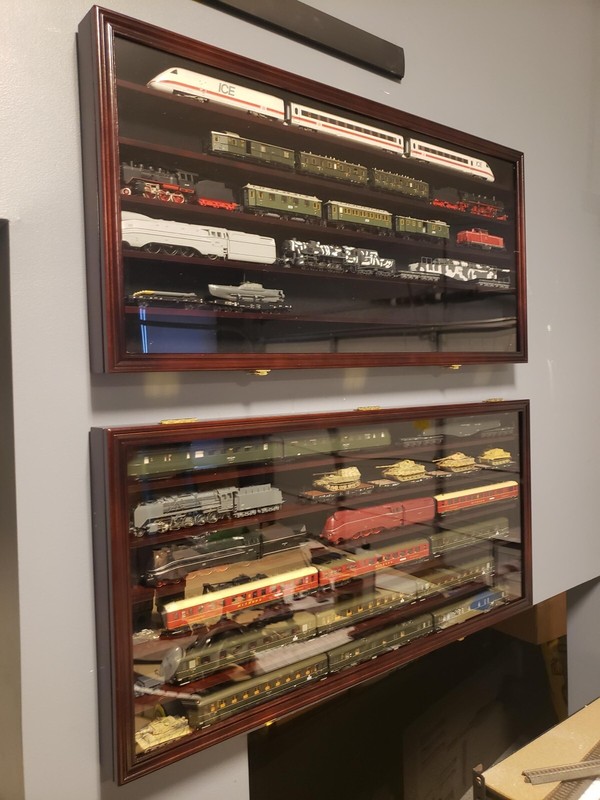 Train Display Case HO N Z Cars 1/64 Model Toy Matchbox Black Solid Wood Cabinet gallery
