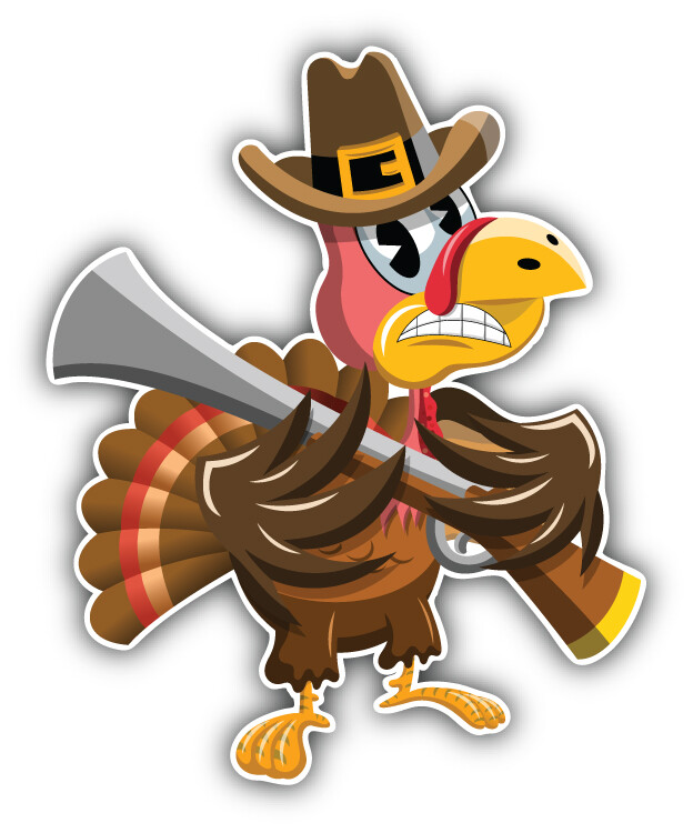 Angry Turkey Cartoon Animal Car Bumper Sticker Decal