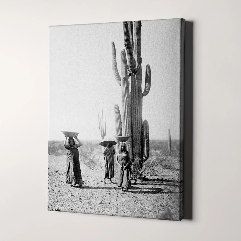 Saguaro Gatherers, Maricopa, Arizona (1907) Edward Curtis Canvas Wall Art Print