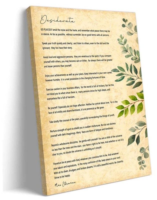 Desiderata Poem Framed Wall Art Motivational Poster Book Quotes Wall Art Retro C