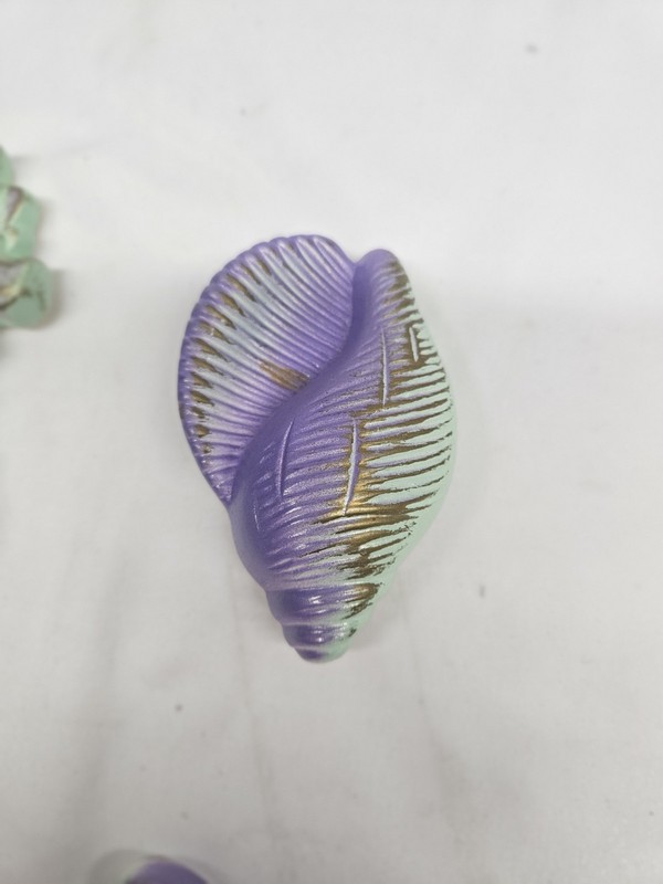 1967 Miller Studios 3-Piece Chalk Plaster Seahorse Seashell Starfish Plaques gallery