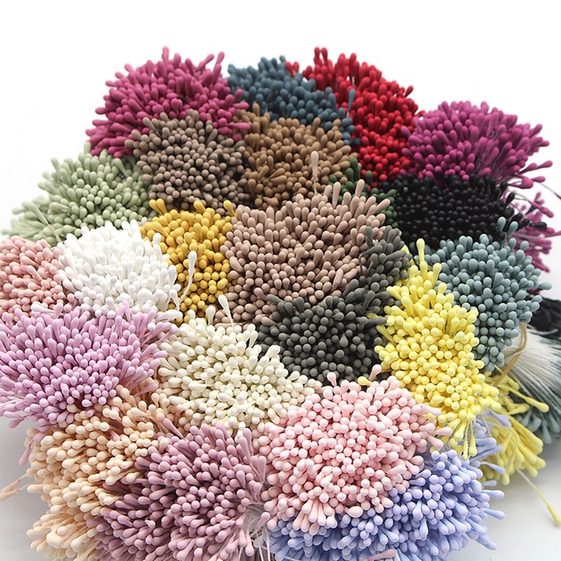 1000 Pcs Artificial Pearl Flower Stamen,Mini Double Heads Mix Color Flower Pi…