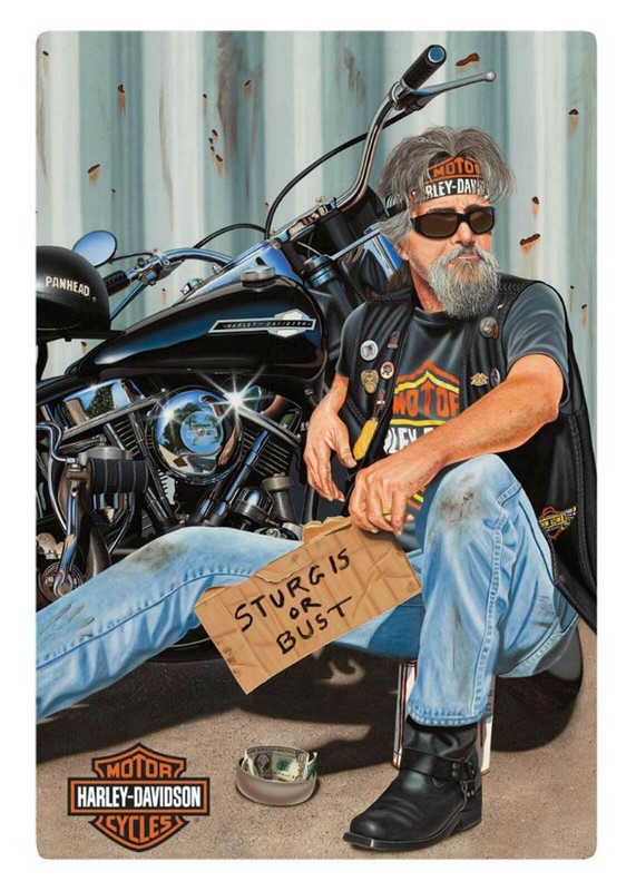 Harley-Davidson Panhandler Biker Embossed Tin Sign, Rectangle 13 x 17 inches