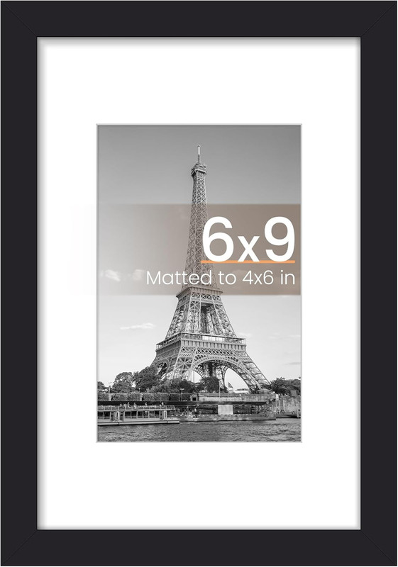 6X9 Frame, Display Pictures 4X6 with Mat or 6 X 9 Without, Wall Hanging Photo Fr