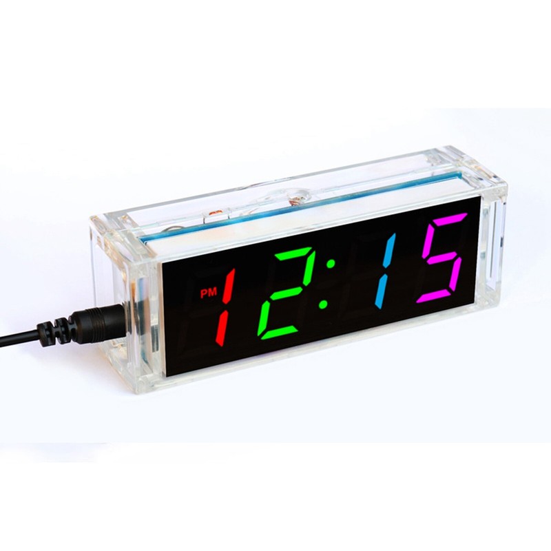 DC 5V LED Electronic Clock Kit DIY 4-Bit Digital Tube Multicolor with Clear Case gallery