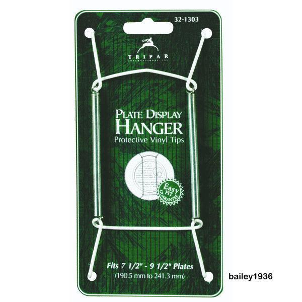DELUXE Wire Plate Hanger CHOICE of 6 Sizes WHITE or BRASS - HANGING BRACKET/NAIL gallery