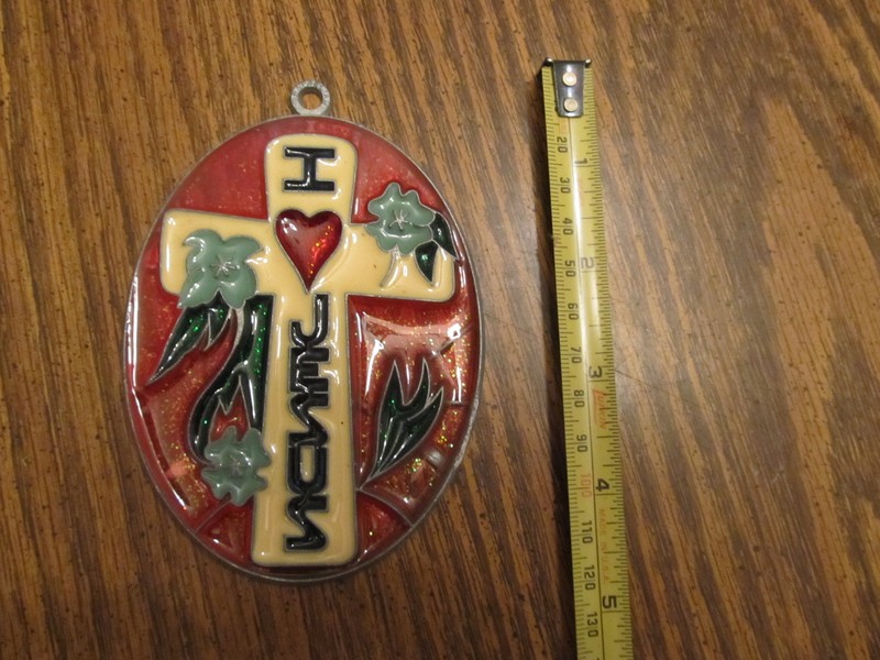 I Love Jesus Cross Suncatcher Sun Catcher Stained Glass-style window