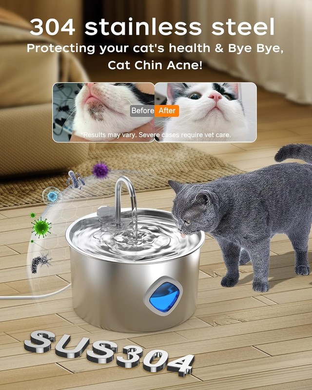 Cat Water Fountain 3.2L Stainless Steel Automatic Pet Dog Drinking Dispenser gallery