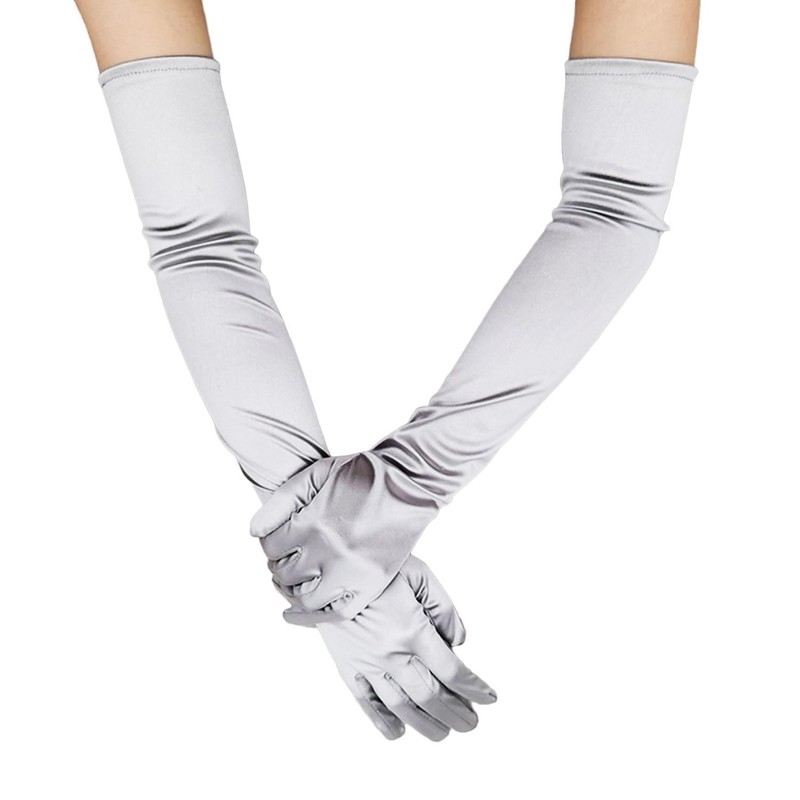 Long Opera Party 1920s Satin Tea Party Gloves Costume Stretchy Adult Size Elb…