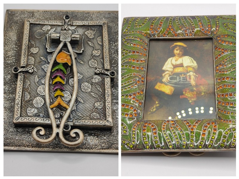 Ciel Collectables Frame Hand Painted Green Enamel Swarovski Crystals 3.5 x 5.5″