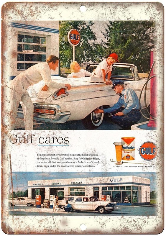 Gulf Motor Oil Sign Aluminum Sign 8×12 Inch Retro Ad Funny Plaque