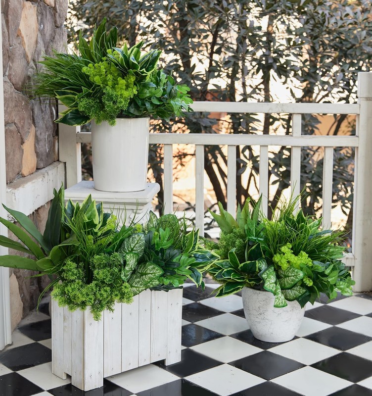 18Pcs Outdoor Artificial Boxwood UV Resistant Fake Stems Plants, Faux Plastic... gallery