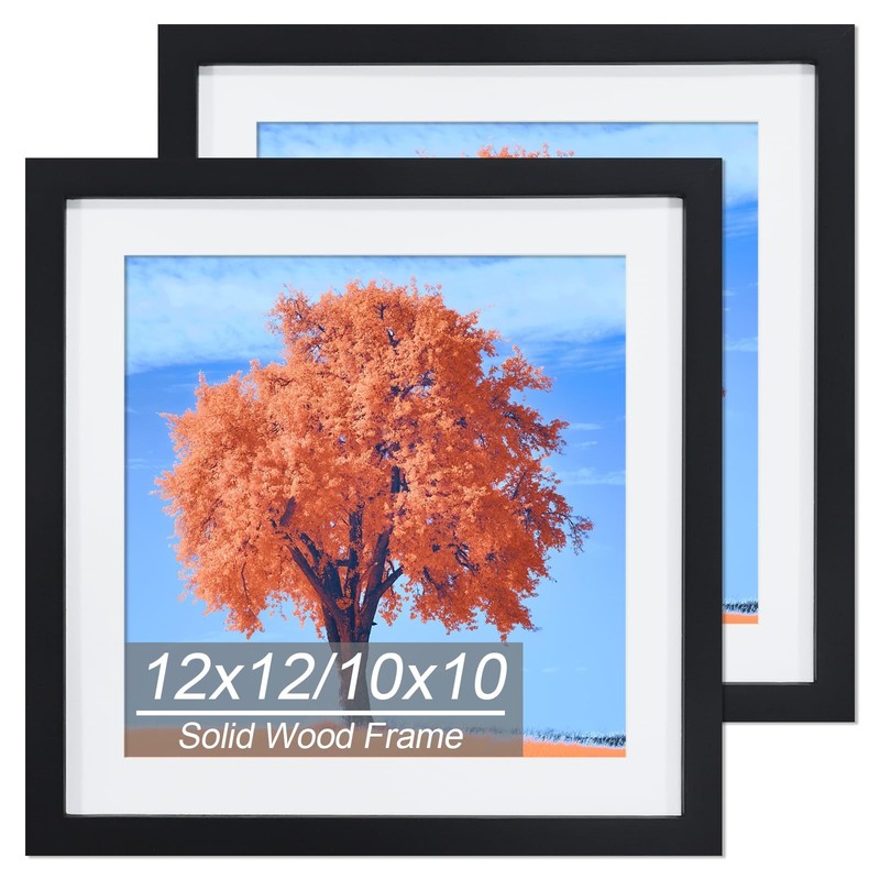 2 Pack 12×12 Picture Frame Black, Solid Wood Diamond Art Painting Frames 30×3…