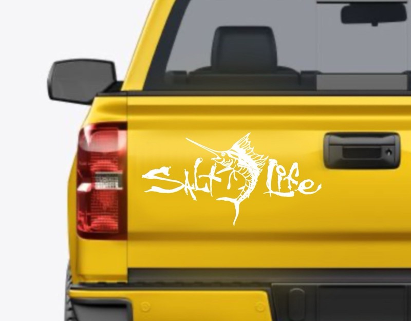 SALT LIFE SAILFISH & SIGNATURE “WHITE” UV Rated Vinyl DECAL 12”
