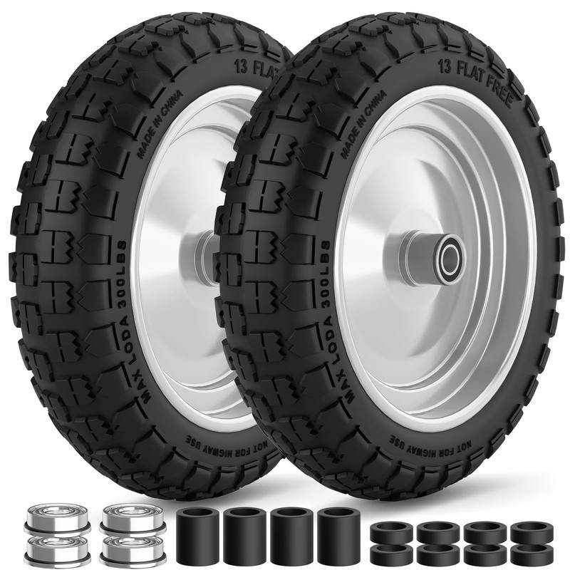 Ronpow 4.00-6 Flat Tire And Wheel 13 Inch Solid Garden Wheelbarrow Tires 300Lbs