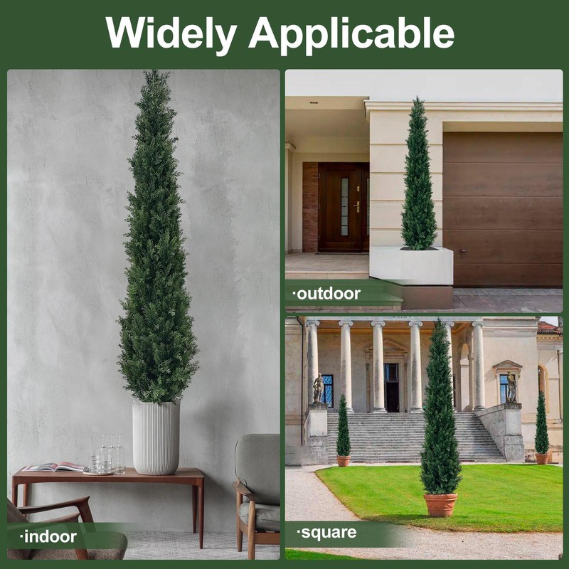 2PCS 3-6FT Topiary Cedar Pine Artificial Tree Home Decor UV Indoor Outdoor New- gallery