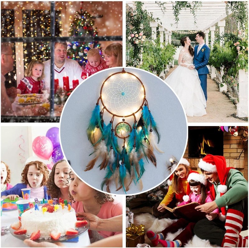 Dream Catcher Blue Tree of Life with Feathers, Mobile LED Fairy Lights Handma... gallery