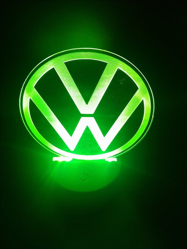 Edge Lit Tabletop Sign, Multi-Colored LED, Desk Lamp, Night Light Volkswagen