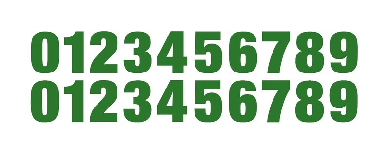 0-9 Numbers Green Sticker Vinyl Decals CHOOSE .5″ – 12″ Set Of 20 (V546-2)