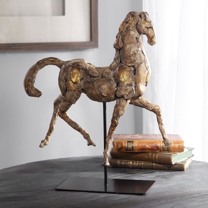 Caballo - 16.5 inch Dorado Horse Sculpture - 14 inches wide by 5.13 inches deep gallery