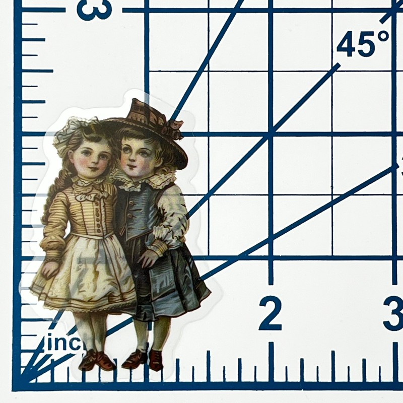 Victorian Children Vinyl Sticker Transparent Vintage Boy Girl Stationery gallery