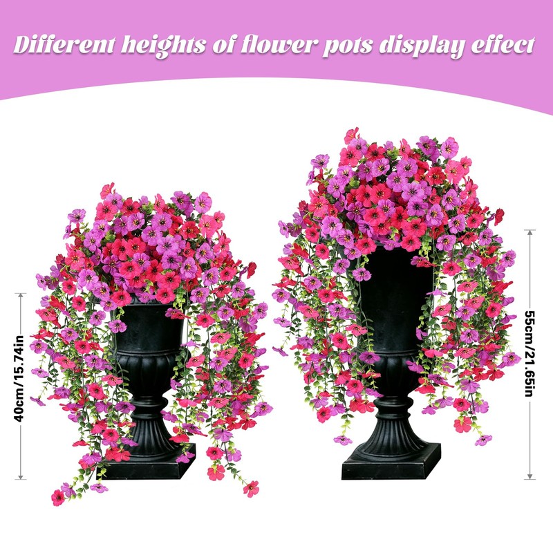 Artificial Flowers for Outdoors, UV Resistant 2 Bundles Fake Silk Flowers for... gallery