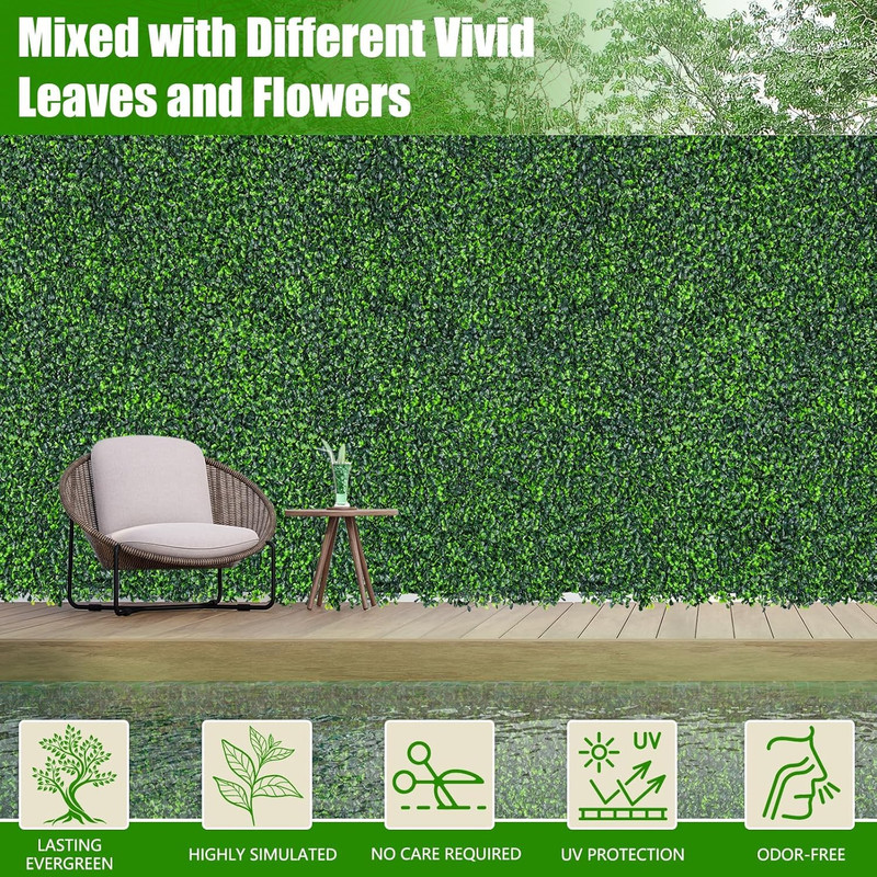 Artificial Boxwood Roll 71x126" UV-Proof Faux Ivy Wall for Privacy & Decor gallery