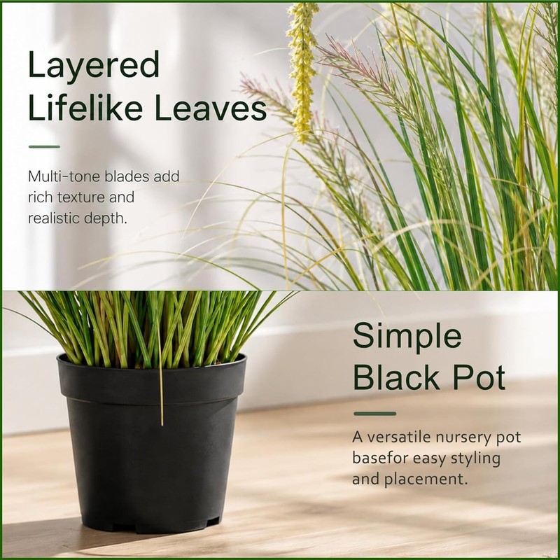 3FT Artificial Reed Grass ,2 Pack Artificial Tall Grass Plants Outdoor Indoor gallery