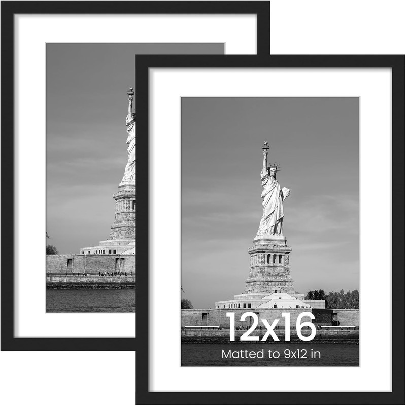 12X16 Picture Frame, Display Poster 9X12 with Mat or 12 X 16 without Mat, Wall G