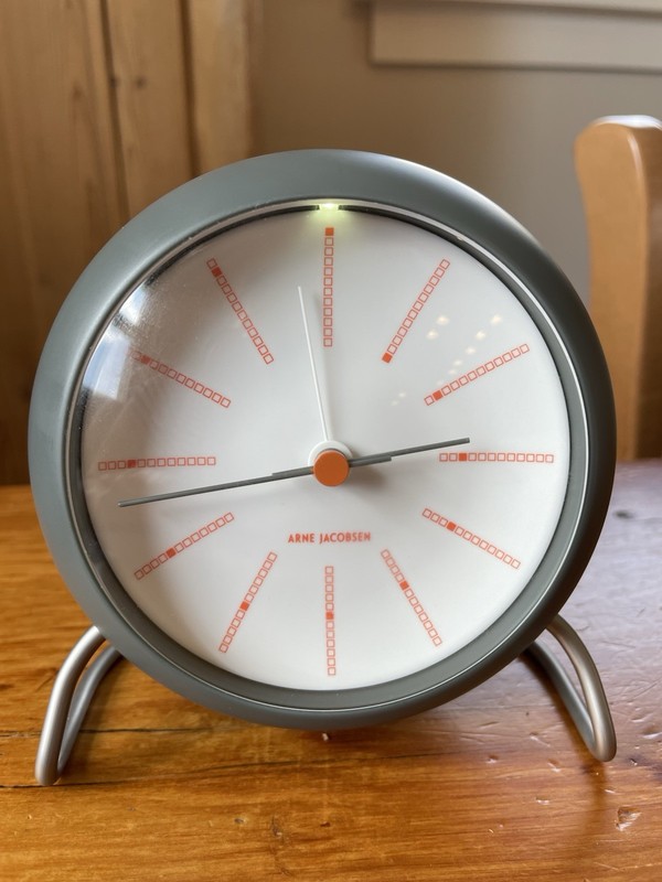 Arne Jacobsen Table Alarm Clock Gray Danish Design Icon – Modernist Desk Clock gallery