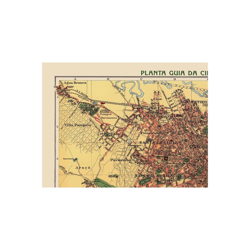 Historic Map - Sao Paulo Brazil - Hartmann 1913 - Vintage Wall Art gallery