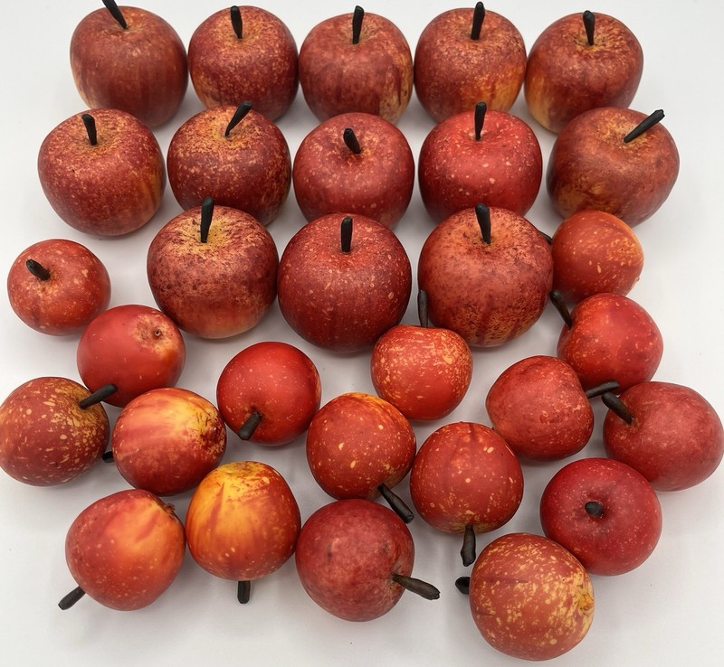 LOT of 30 Small Faux Fruit Red Apples Possible Plastic Blow Mold or Paper Mache