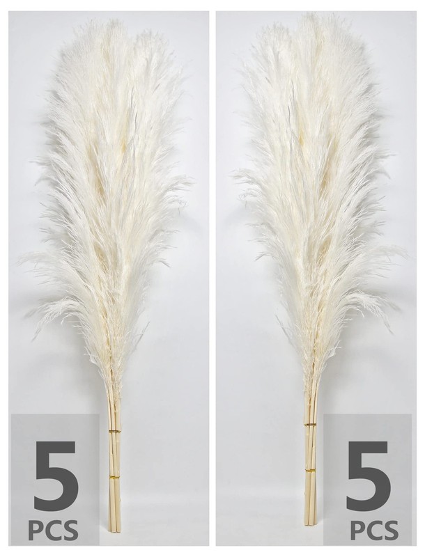 10 Stems 46" inch White Pampas Grass Decor Tall, Large Pompas Grass, Boho gallery