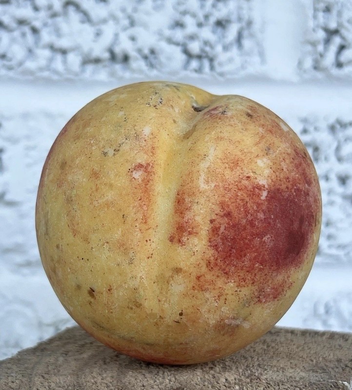 X1 Vintage Italian Alabaster Stone Fruit Peach Patina Marble Realistic 20oz