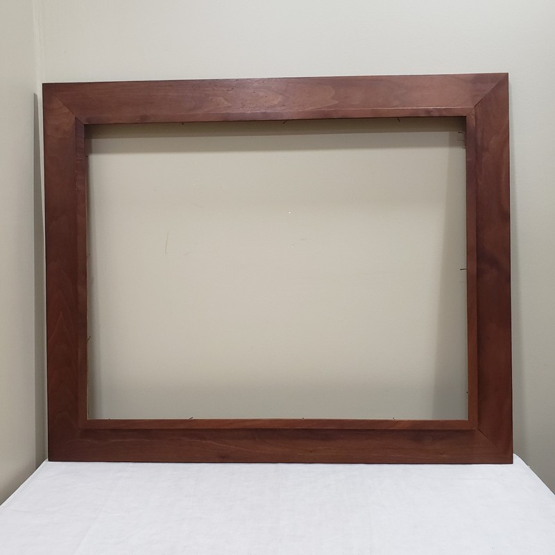 Walnut Picture Frame 22×28 Stepped Profile Wide Moulding Handmade MCM Wall Decor